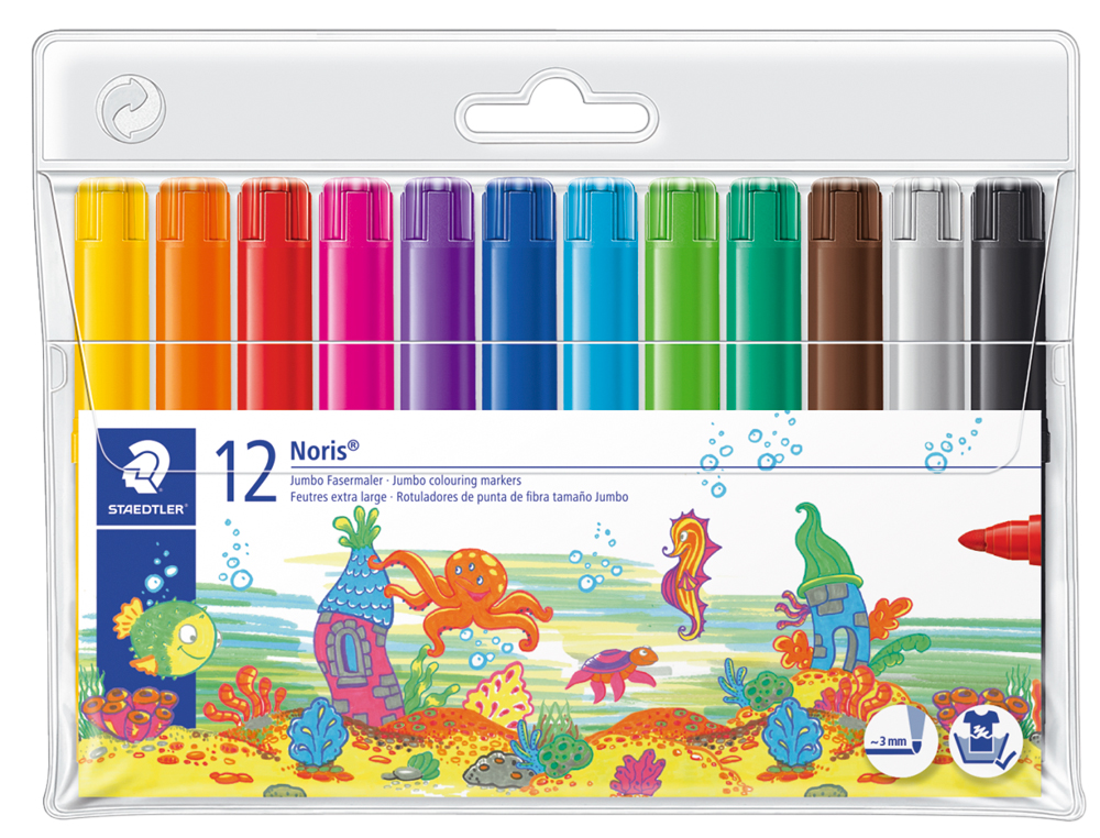 Marcador Staedtler Jumbo Traço 3mm - Estojo de 12 Cores Sortidas ( Imagem 3 de 11 ) - Preview