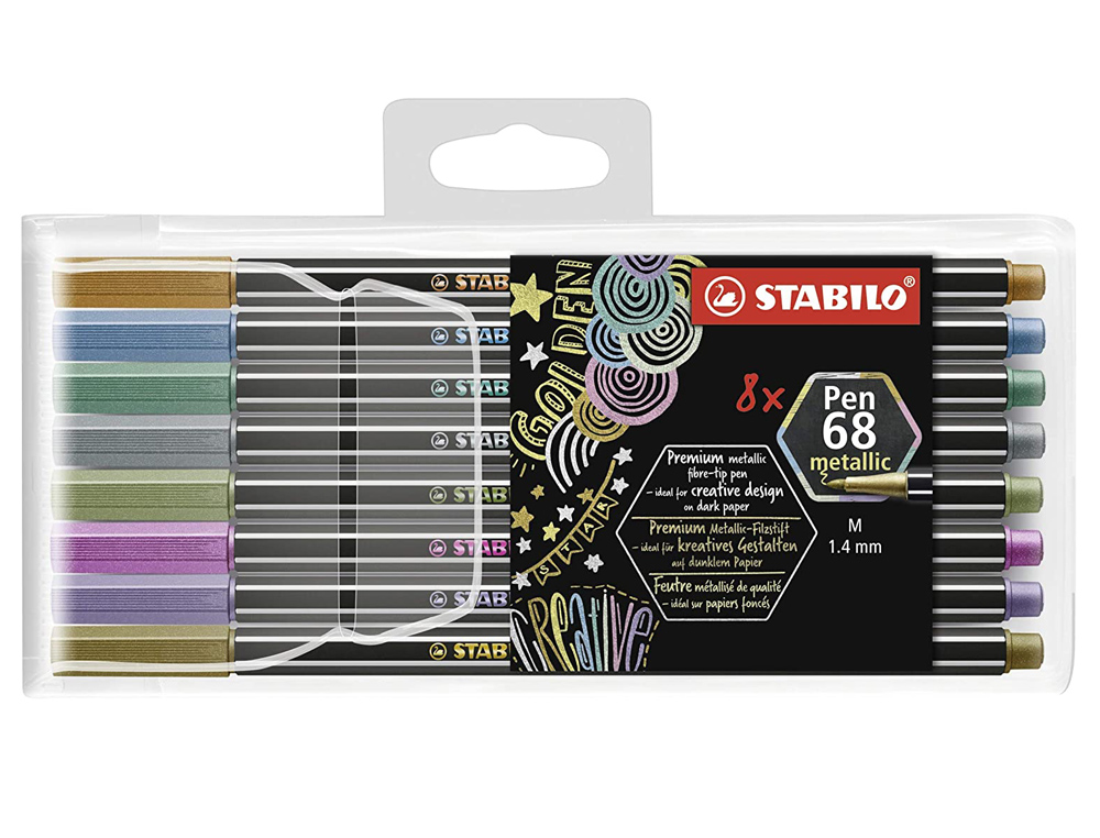 Marcador stabilo aguarelavel pen 68 metalico 1 mm estojo de 8 unidades cores sortidas ( Imagem 5 de 13 ) - Preview