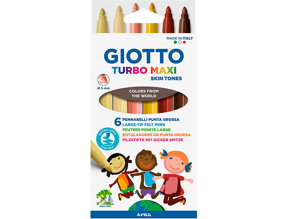 Marcador Giotto Turbo Maxi Skin Tones Caixa De 6 Cores Sortidas Laváveis ( Imagem 3 de 8 ) - Preview