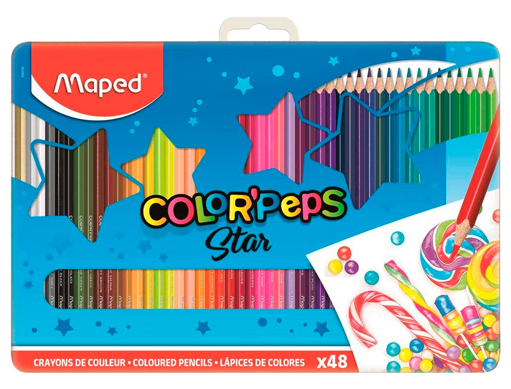 Lapis de cores maped cor peps caixa metalica de 48 lapis cores sortidas ( Imagem 2 de 3 ) - Preview