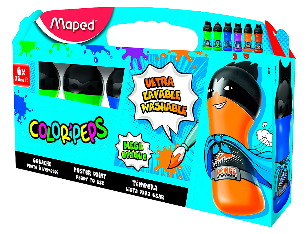 Guache Maped Color Peps Ultralavável Caixa de 6 Cores Secundárias 75 ml ( Imagem 2 de 2 ) - Preview