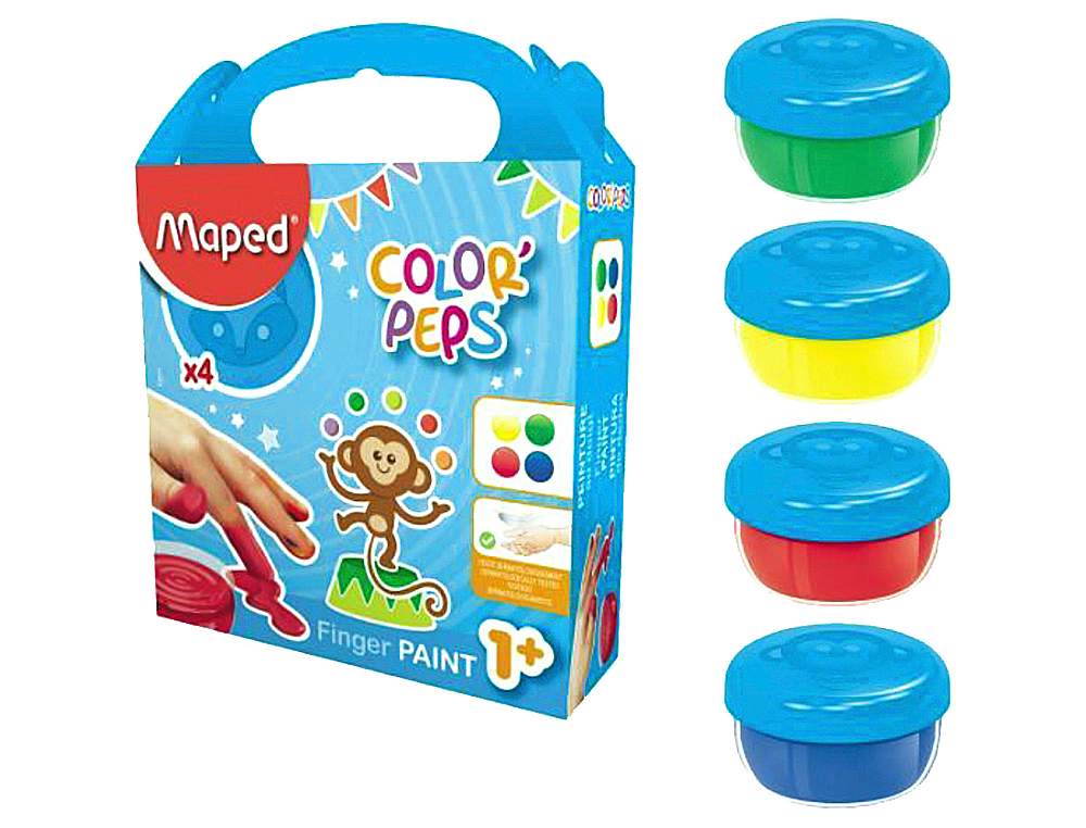 Pintura a dedos maped color peps caixa de 4 botes cores sortidas 80 gr ( Imagem 3 de 3 ) - Preview