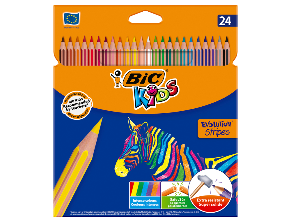Lápis de Cores Bic Evolution Stripes Caixa de 24 Cores Sortidas ( Imagem 2 de 2 ) - Preview