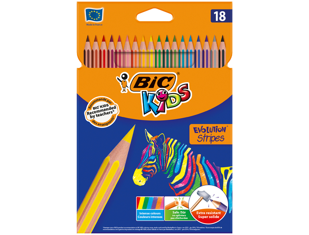 Lapis de cores bic evolution stripes caixa de 18 cores sortidas ( Imagem 2 de 2 ) - Preview