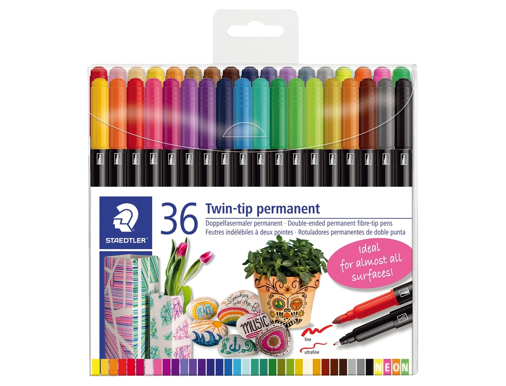 Marcador staedtler permanente dupla ponta 3187 estojo de 36 unidades cores sortidas ( Imagem 2 de 6 ) - Preview