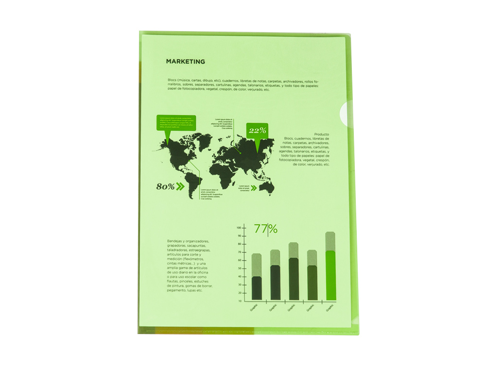 Bolsa Dossier com separador A4 Liderpapel - Verde Translúcido. 10 unidades ( Imagem 4 de 6 ) - Preview