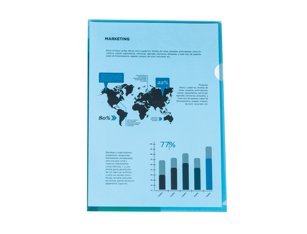 Bolsa Dossier com separador A4 Liderpapel - Azul Translúcido. 10 unidades ( Imagem 4 de 6 ) - Preview