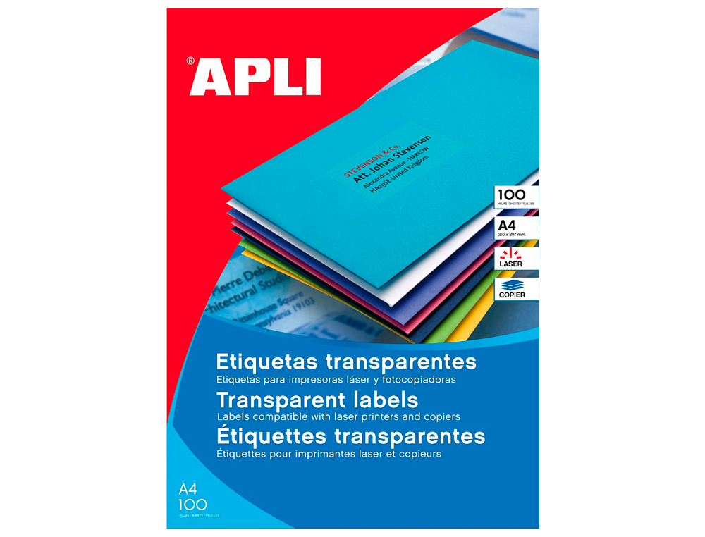 Etiqueta adesiva apli transparente 48,5x25,4 mm fotocopia laser tinteiro caixa 20 folhas din a4 com 880 etiquetas ( Imagem 2 de 2 ) - Preview