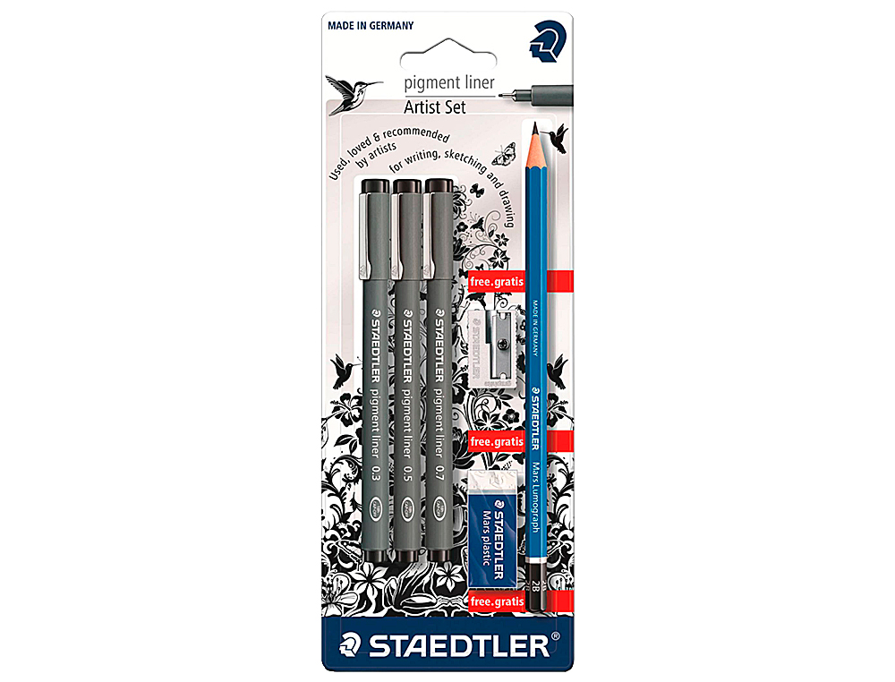 Rotulador staedtler calibrado micrometrico 308 negro blister de 3 und + goma lapiz y sacapuntas de regalo ( Imagem 3 de 5 ) - Preview