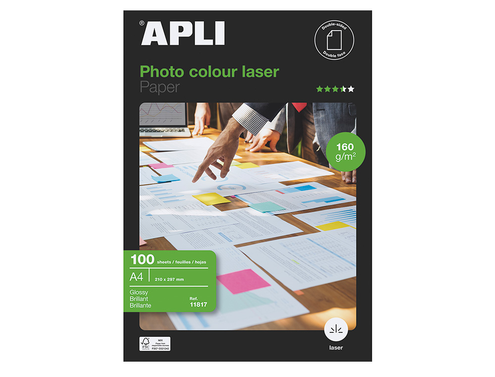 Papel fotografico apli glossy dupla face din a4 pack de 100 folhas 160 gr ( Imagem 2 de 3 ) - Preview