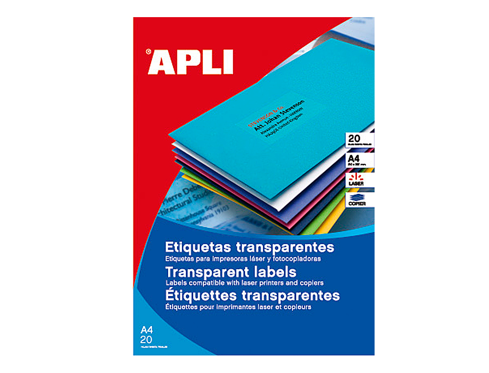 Etiquetas adesivas apli 1224 transparentes formato 70x37 mm para fotocopia laser caixa 20 folhas com 480 etiquetas ( Imagem 2 de 2 ) - Preview