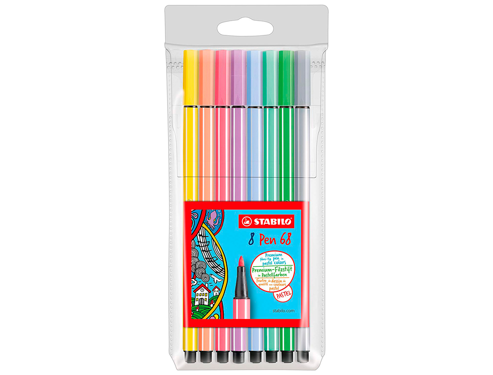 Marcador stabilo aguarelavel pen 68 estojo de 8 cores sortidas pastel ( Imagem 4 de 5 ) - Preview
