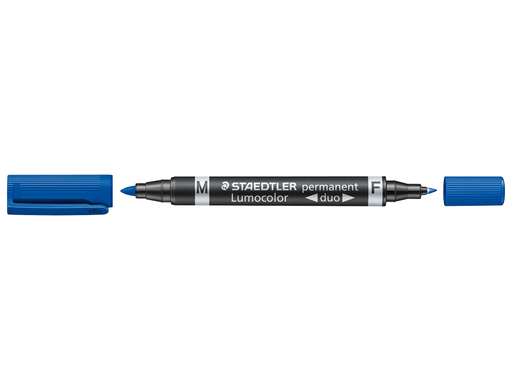 Marcador staedtler lumocor permanente duo 348 azul ponta f 0,6 mm ponta m 1,5 mm ( Imagem 2 de 5 ) - Preview
