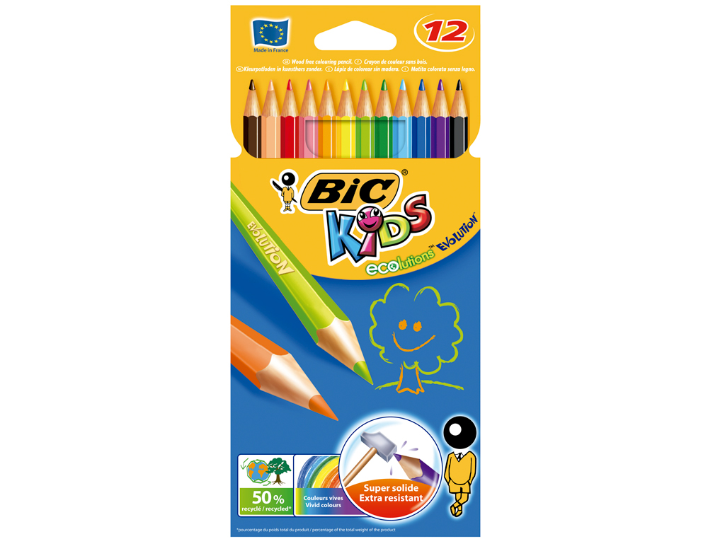 Lapis de cores bic kid evolution estojo de 12 cores sortidas mina ultra resistente ( Imagem 2 de 2 ) - Preview