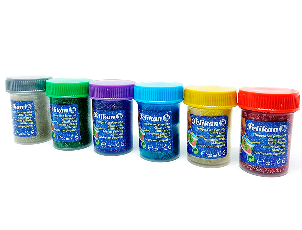 Guache Pelikan Glitter 20 ml 942/20s Caixa 6 Cores Sortidas + Pincel ( Imagem 2 de 3 ) - Preview