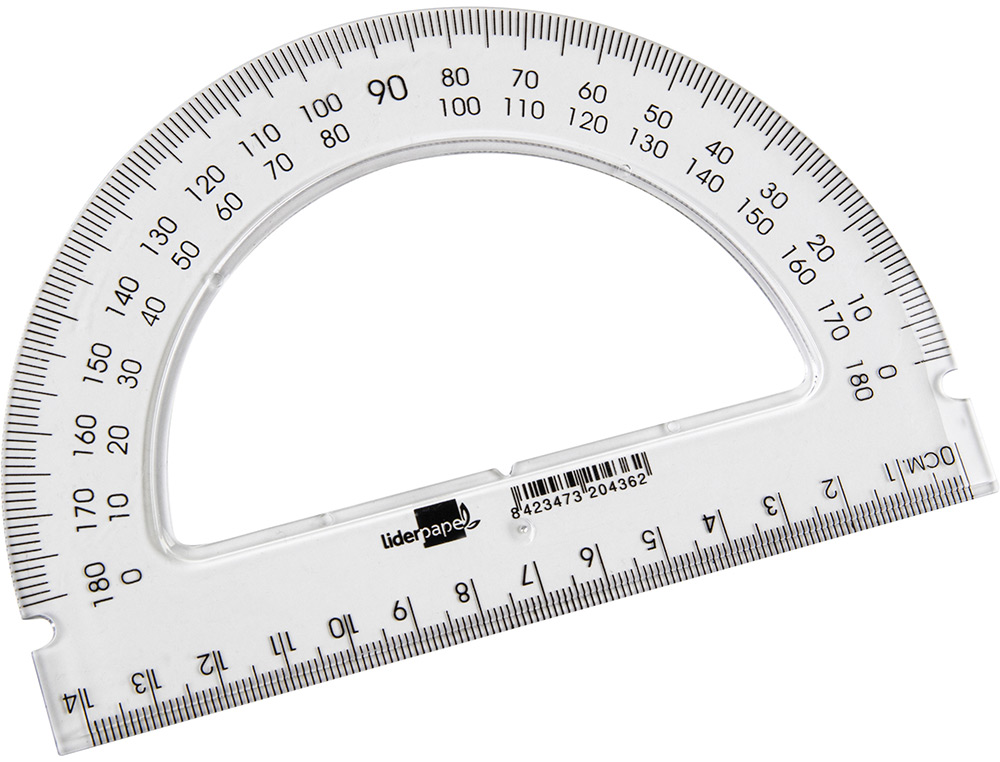 Plastic protractor with paper base, 13 cm ( Imagem 5 de 5 ) - Preview