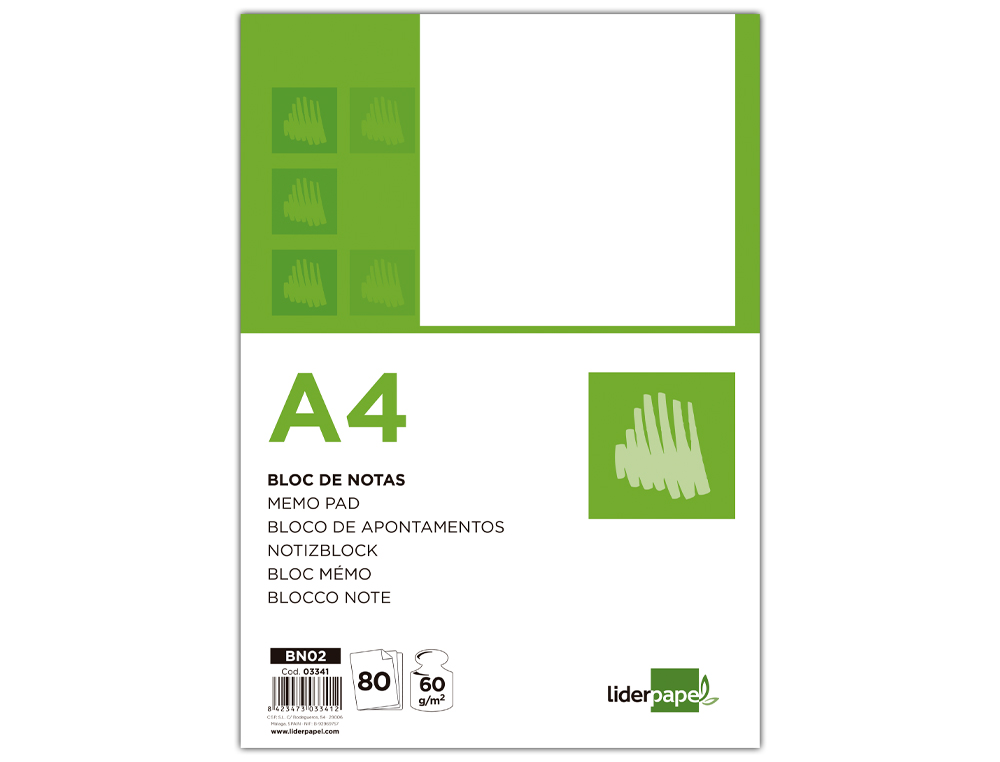 Bloco de Apontamentos Liderpapel Din A4 80 F Liso ( Imagem 5 de 16 ) - Preview
