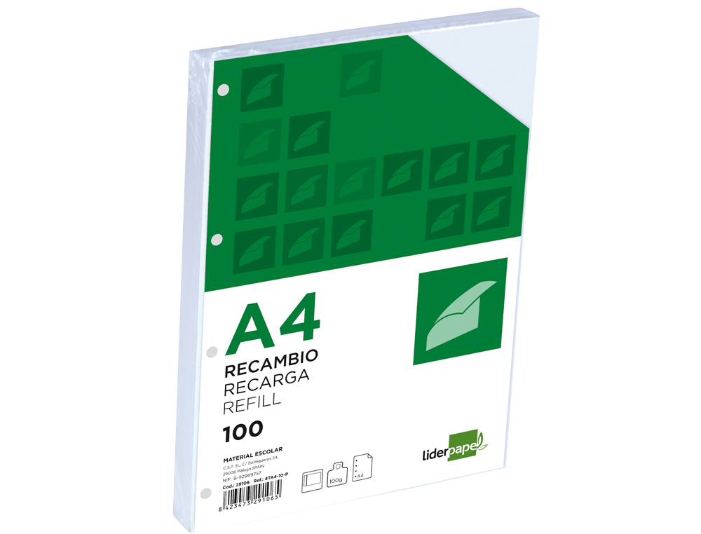 Recarga de Papel Liso A4 Liderpapel. 100 folhas ( Imagem 4 de 13 ) - Preview