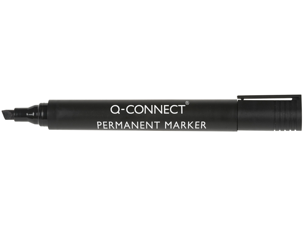 Marcador q-connect permanente preto ponta biselada 5.0 mm (10 unidades) ( Imagem 2 de 5 ) - Preview
