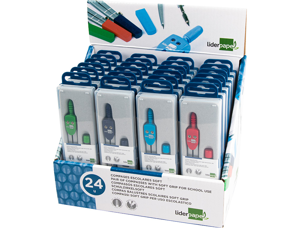 Compasso liderpapel mk-2 com pega extra suave cores sortidas (24 unidades) ( Imagem 2 de 8 ) - Preview