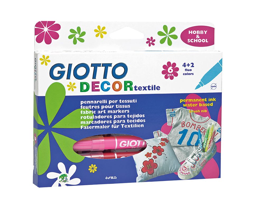 Marcador giotto decor textil para tecidos caixa com 6 unidades sortidas ( Imagem 3 de 5 ) - Preview