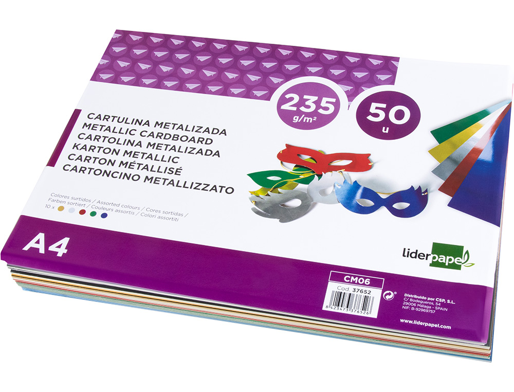 Cartolina metalizada liderpapel din a4. pack 50 folhas sortidas ( Imagem 4 de 13 ) - Preview