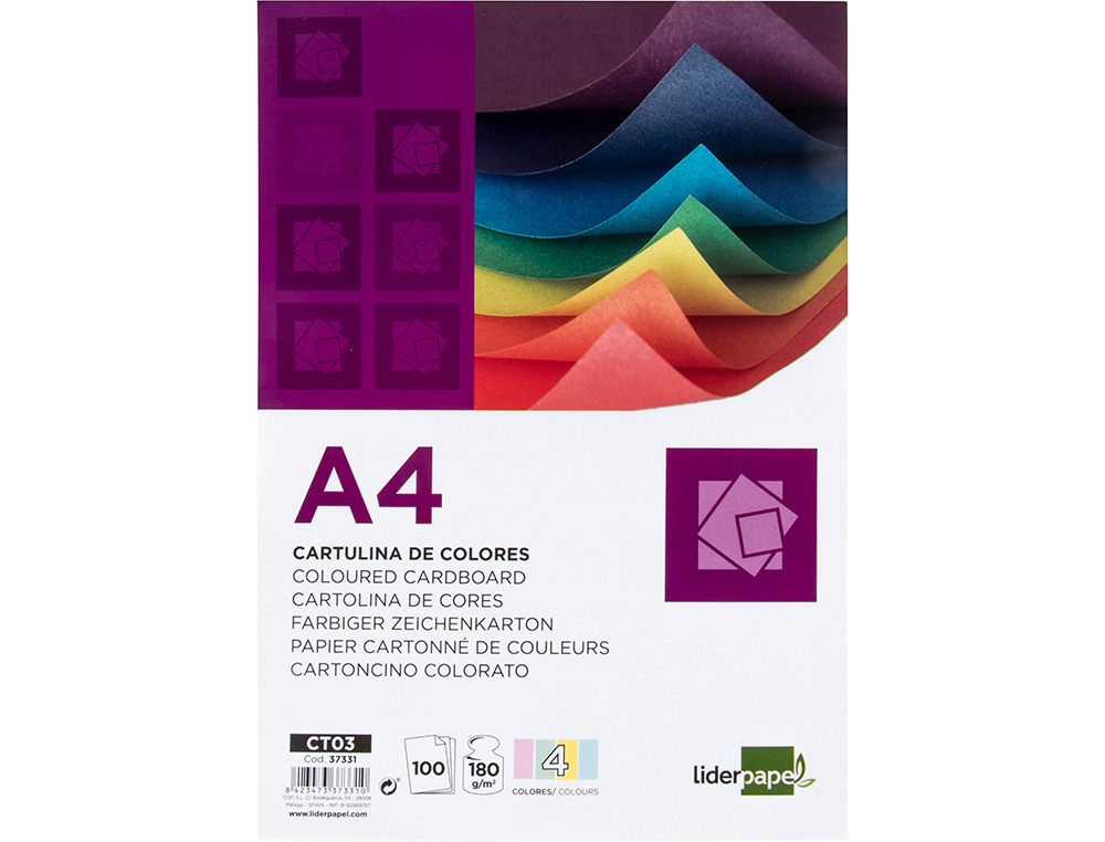 Cartolina Liderpapel 180 gr 100 Folhas Din A4 Cores Sortidas ( Imagem 5 de 19 ) - Preview