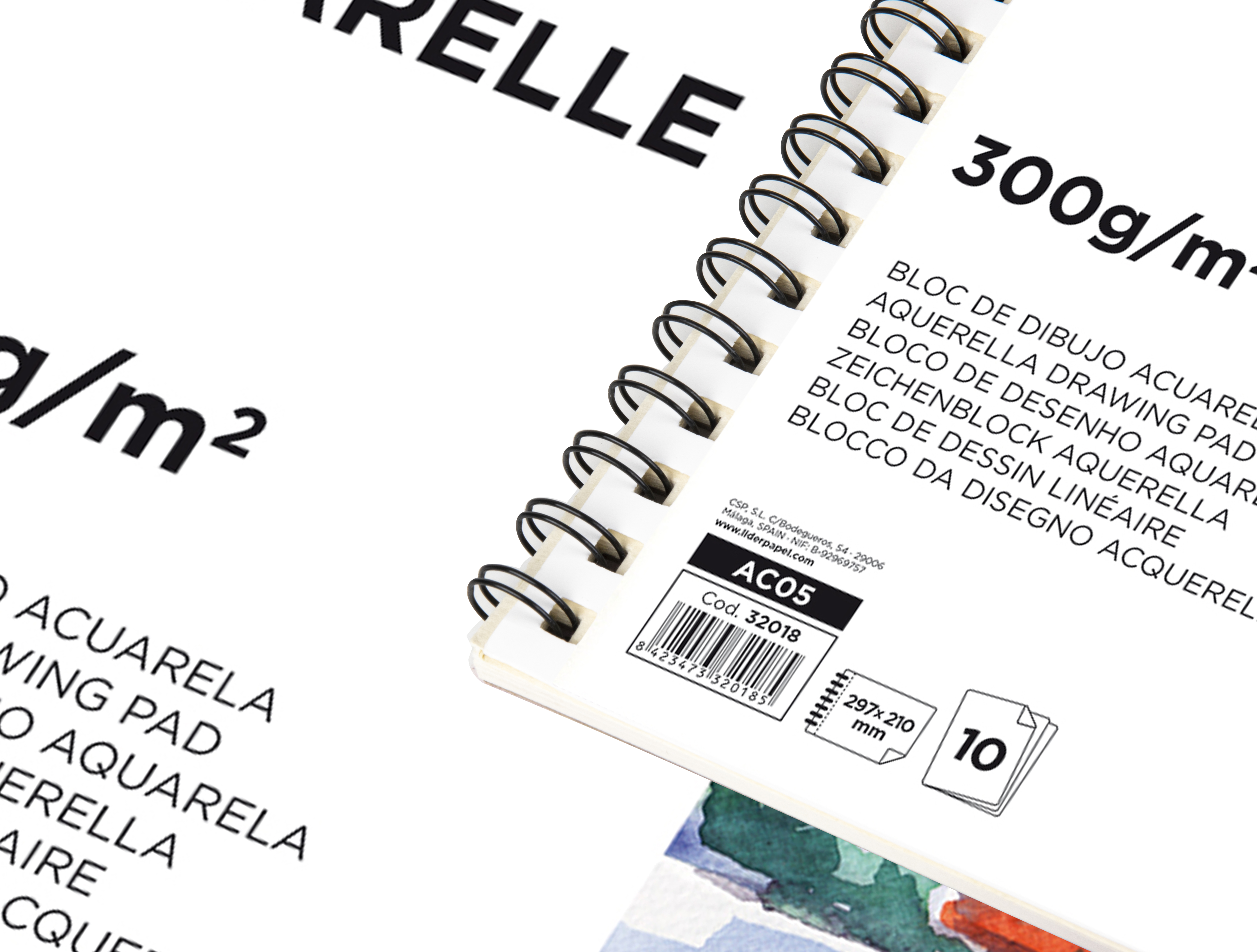 Bloco de desenho aguarela espiral 230x325mm 10 folhas (4 unidades) ( Imagem 4 de 6 ) - Preview
