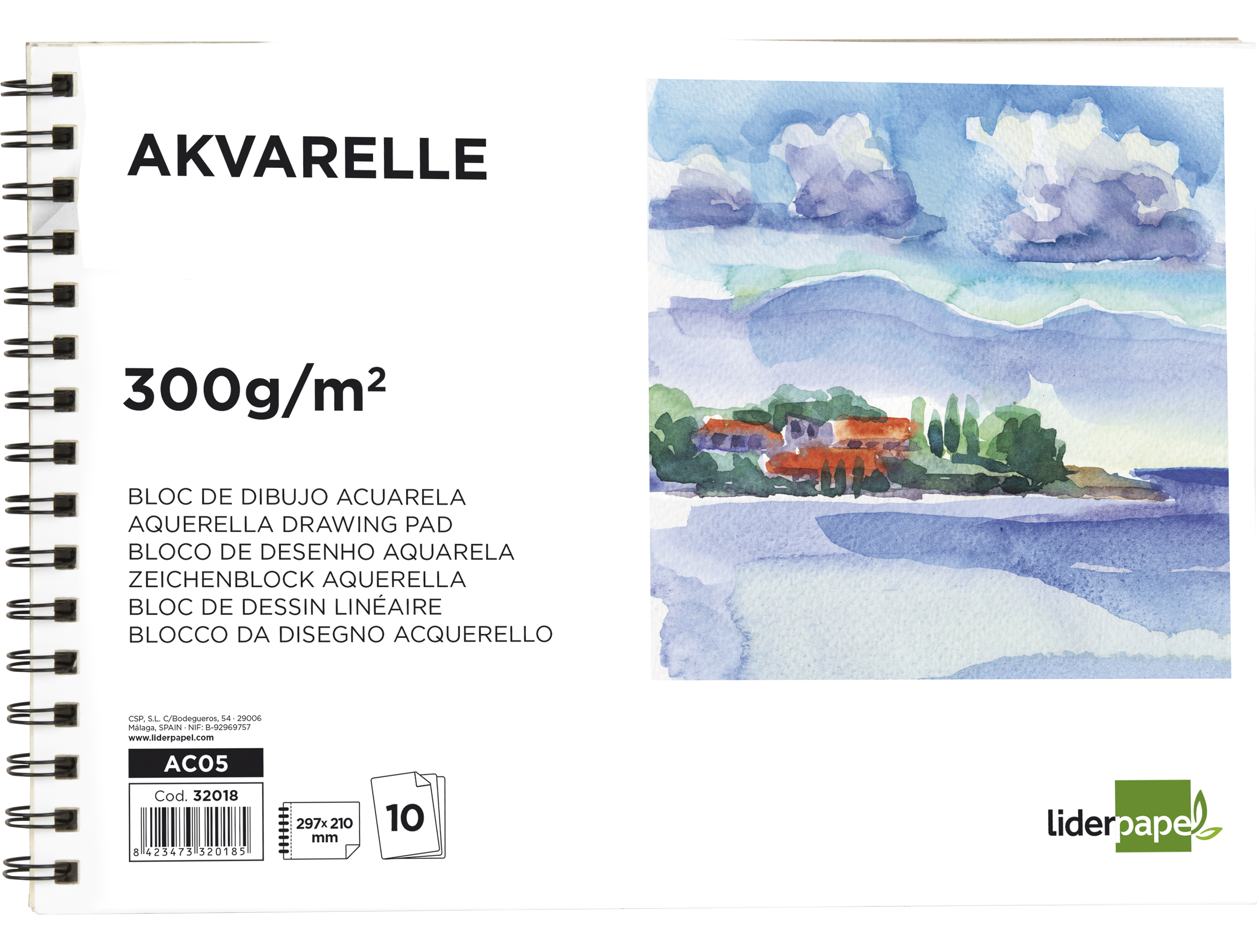 Bloco de desenho aguarela espiral 230x325mm 10 folhas ( Imagem 2 de 6 ) - Preview