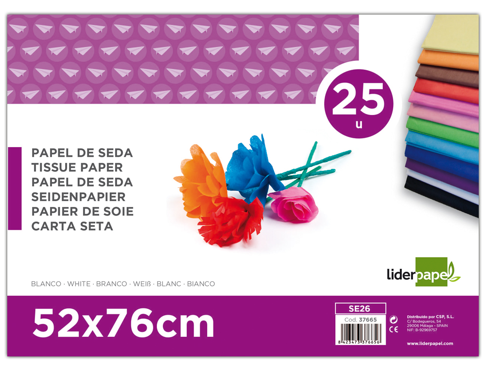 Papel Seda Liderpapel 52 x 76cm 18 gr Branco Pack 25 Folhas ( Imagem 4 de 7 ) - Preview