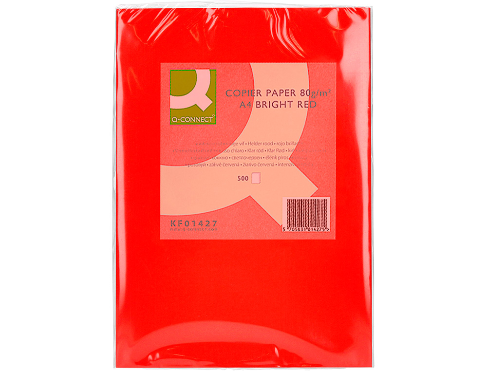 Papel de Cor A4 Q-Connect - Vermelho intenso. 500 folhas ( Imagem 2 de 8 ) - Preview