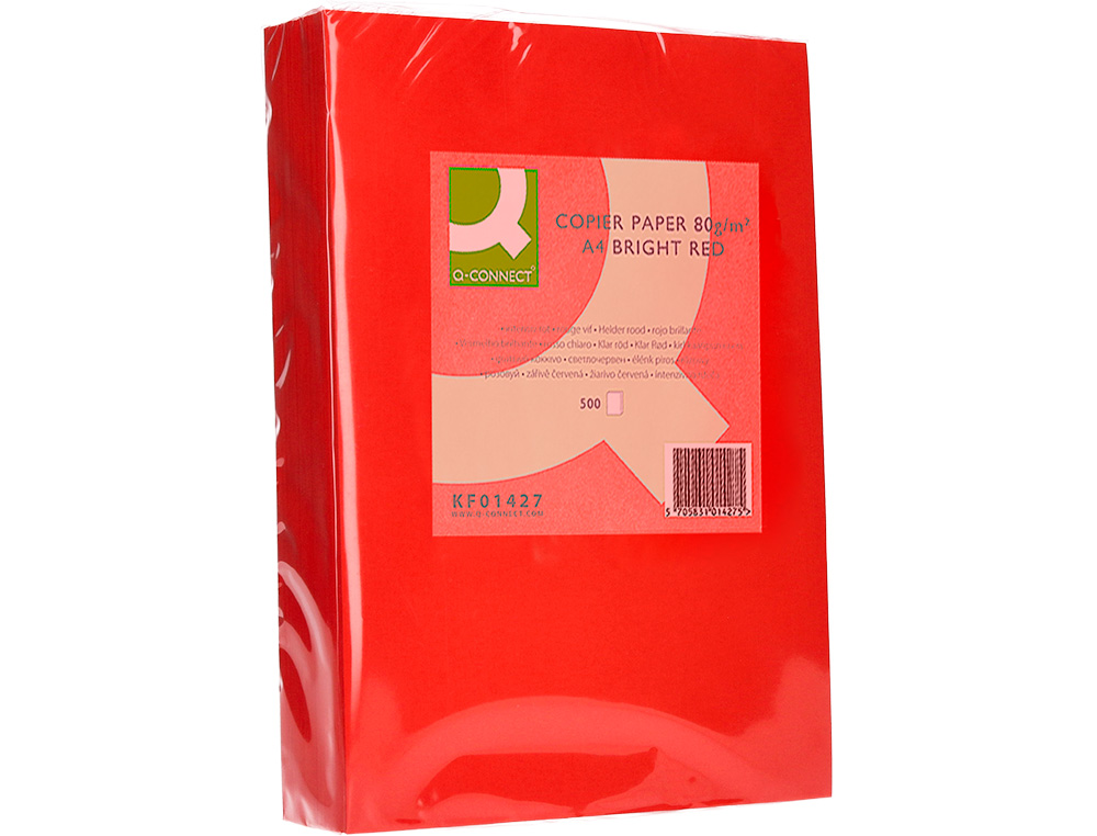 Papel de Cor A4 Q-Connect - Vermelho intenso. 500 folhas ( Imagem 3 de 8 ) - Preview