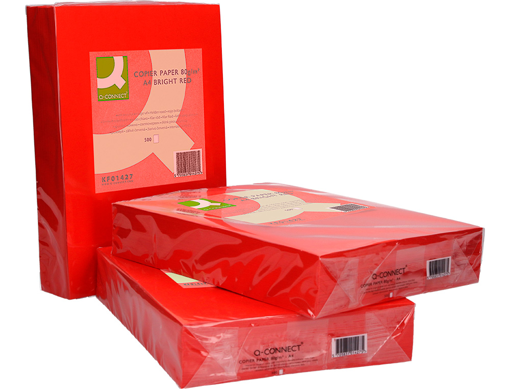 Papel de Cor A4 Q-Connect - Vermelho intenso. 500 folhas ( Imagem 5 de 8 ) - Preview