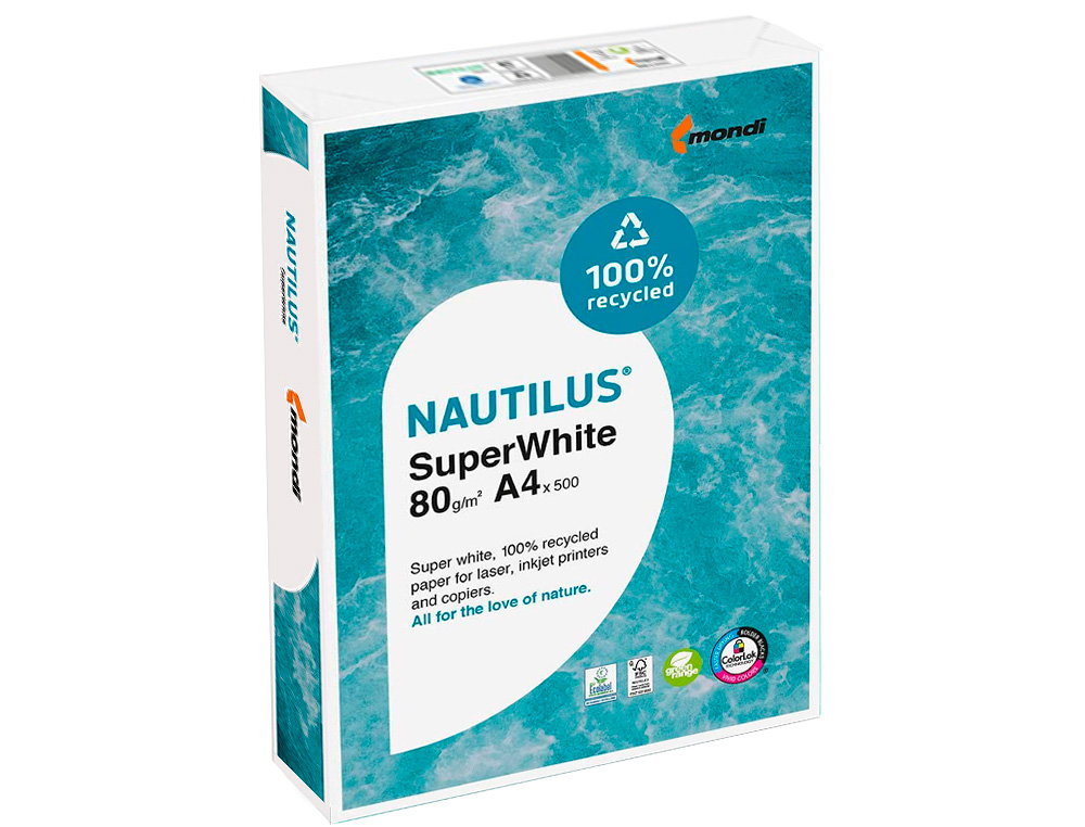 Papel fotocopia nautilus superwhite 100% reciclado din a4 80 gr pack de 500 folhas ( Imagem 3 de 7 ) - Preview