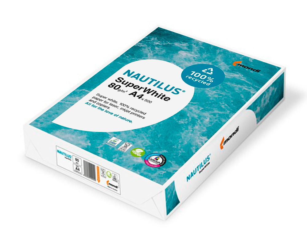 Papel fotocopia nautilus superwhite 100% reciclado din a4 80 gr pack de 500 folhas ( Imagem 5 de 7 ) - Preview