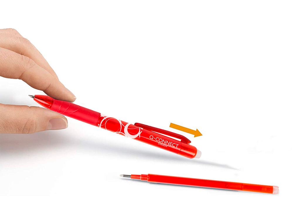 Recarga esferografica q-connect retratil kf11059 apagavel vermelho caixa de 3 unidades ( Imagem 5 de 6 ) - Preview