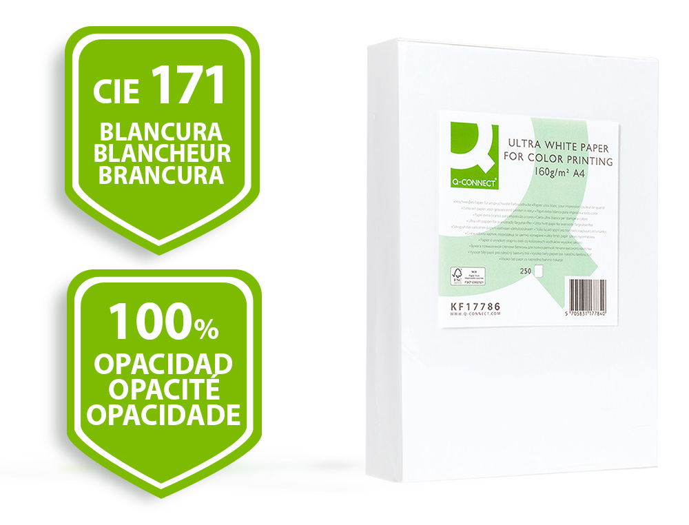 Papel fotocopia ultra white q-connect din a4 160 gr pack de 250 folhas ( Imagem 2 de 15 ) - Preview