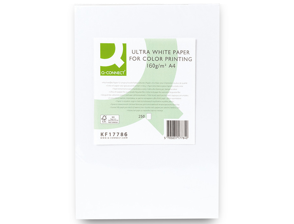 Papel fotocopia ultra white q-connect din a4 160 gr pack de 250 folhas ( Imagem 4 de 15 ) - Preview