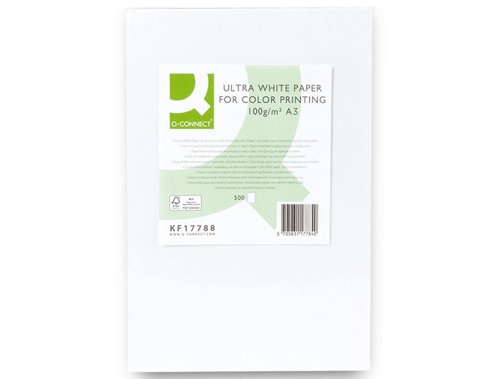 Papel fotocopia ultra white q-connect din a3 100 gr pack de 500 folhas ( Imagem 3 de 15 ) - Preview