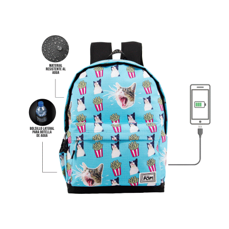 Oh My Pop! Angry Cat Mochila HS 1.3, Turquesa ( Imagem 2 de 4 ) - Preview