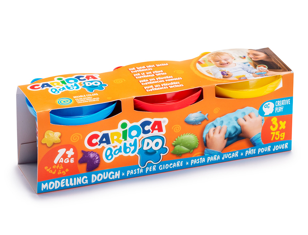 Pasta De Modelar Carioca Baby Dough Frasco 75 g Set De 3 Cores Sortidas ( Imagem 2 de 5 ) - Preview