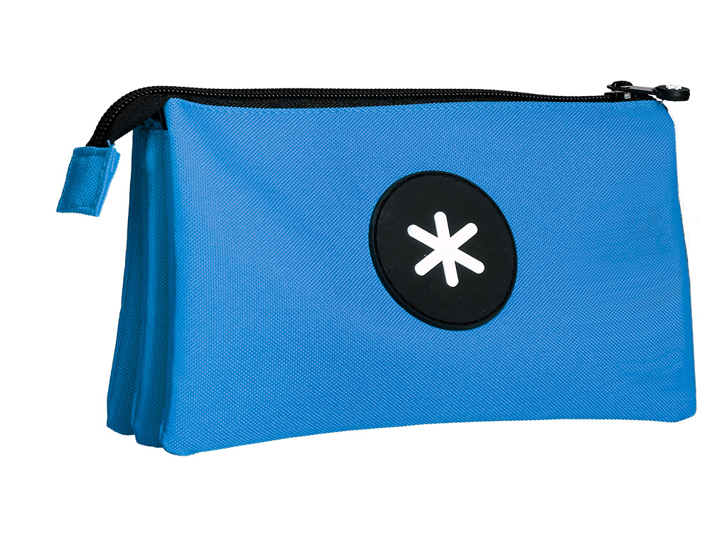 Estojo escolar antartik triplo fecho cor azul 220x30x120 mm ( Imagem 2 de 5 ) - Preview