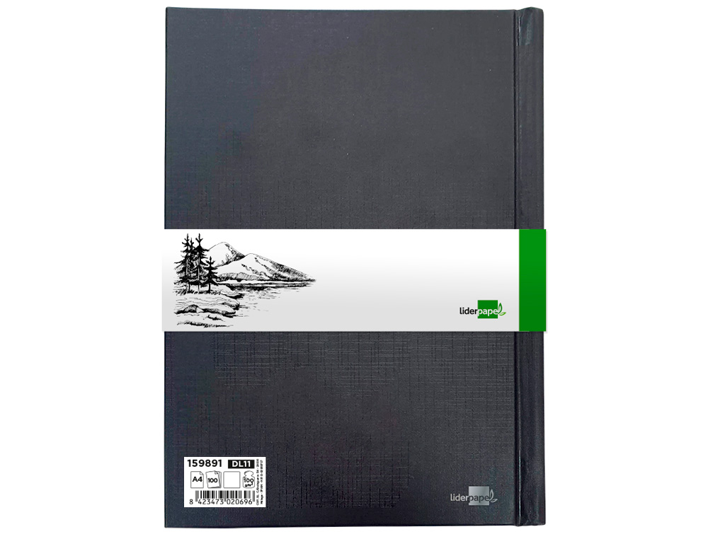 Caderno diario encadernado liderpapel din a4 210x297 mm 100 folhas 100 g/m2 cor preta ( Imagem 3 de 3 ) - Preview