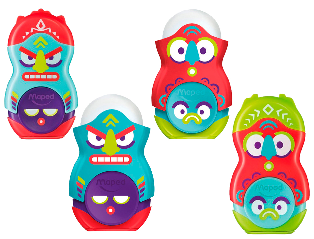 Apara lapis plastico maped loopy totem plastico 1 uso com borracha cores sortidas (24 unidades) ( Imagem 2 de 9 ) - Preview