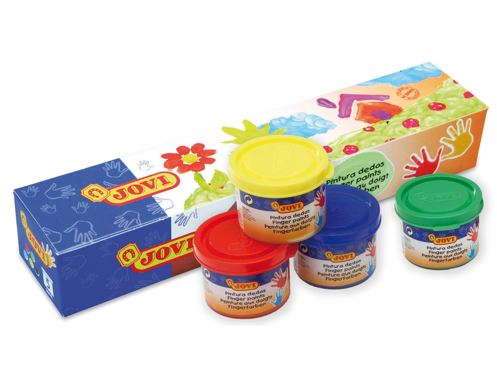 Pintura De Dedos Jovi 125 Cl – Pack De 5 Botes Color Naranja – Pintura Lavable Y De Secado Lento Para Niños – Ideal Para Manualidades Creativas