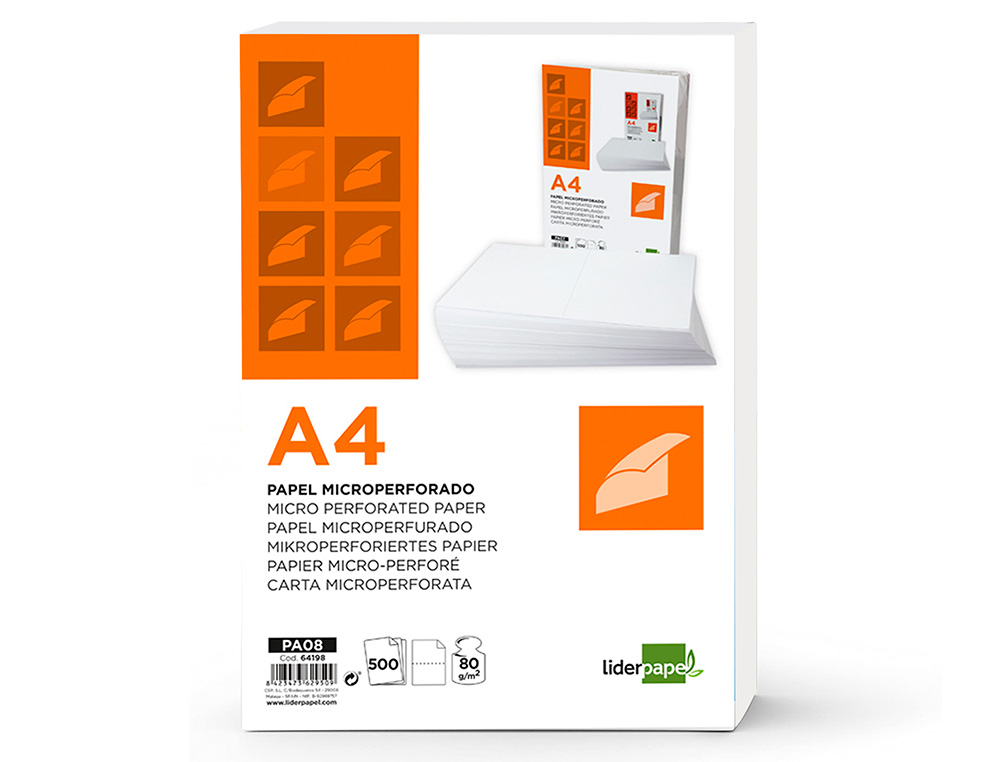 Papel liderpapel din a4 80gr pack de 500 folhas branco microperfurado em duas partes iguais ( Imagem 2 de 17 ) - Preview
