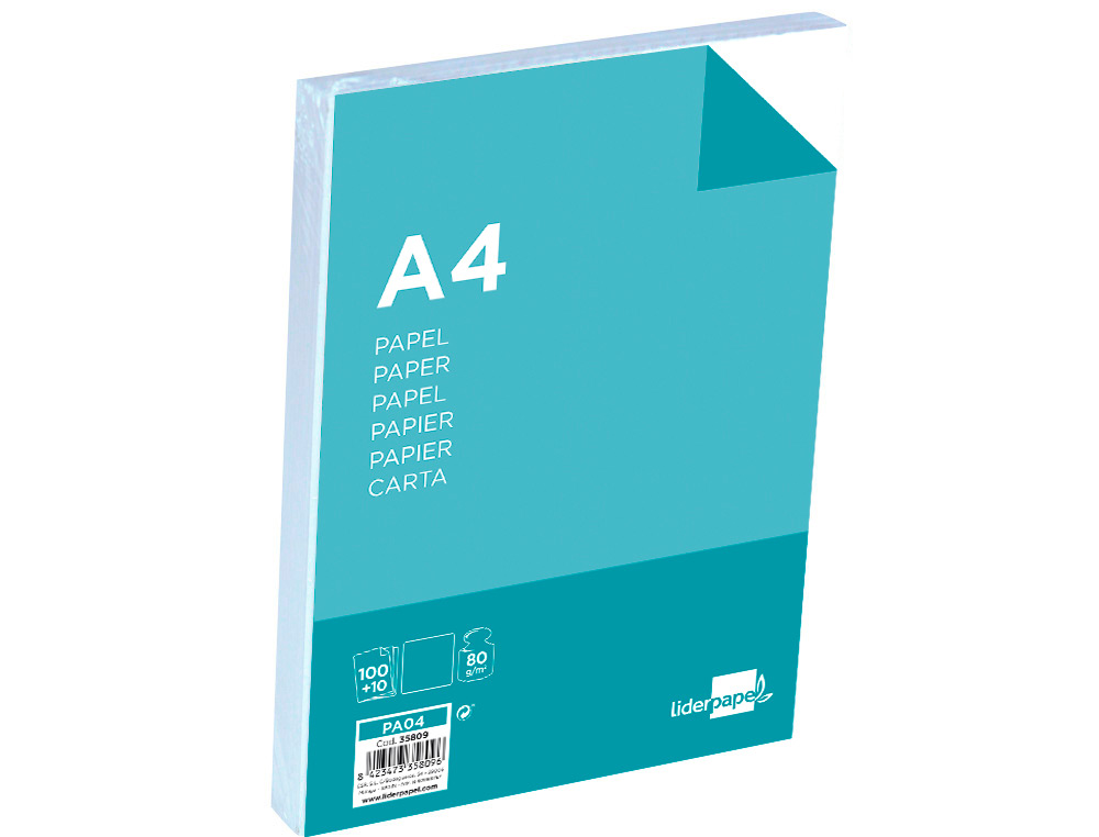 Papel liderpapel din a4 80 gr 100 folhas + 10 folhas gratis ( Imagem 2 de 17 ) - Preview