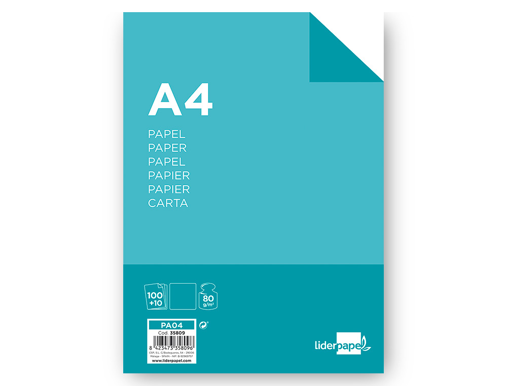 Papel liderpapel din a4 80 gr 100 folhas + 10 folhas gratis ( Imagem 5 de 17 ) - Preview