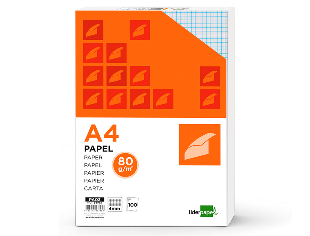 Papel liderpapel de escrita 80 gr quadriculado, s/furos ( Imagem 3 de 14 ) - Preview
