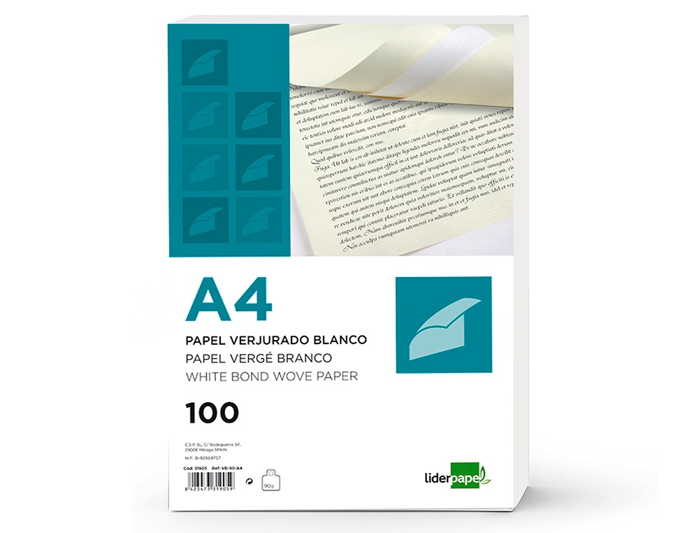 Papel verge liderpapel din a4 90 gr creme pack de 100 folhas ( Imagem 3 de 14 ) - Preview